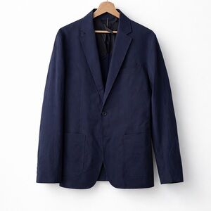 Club Monaco Navy Seersucker Blazer Size 40 Lightweight Cotton Summer Sport Coat